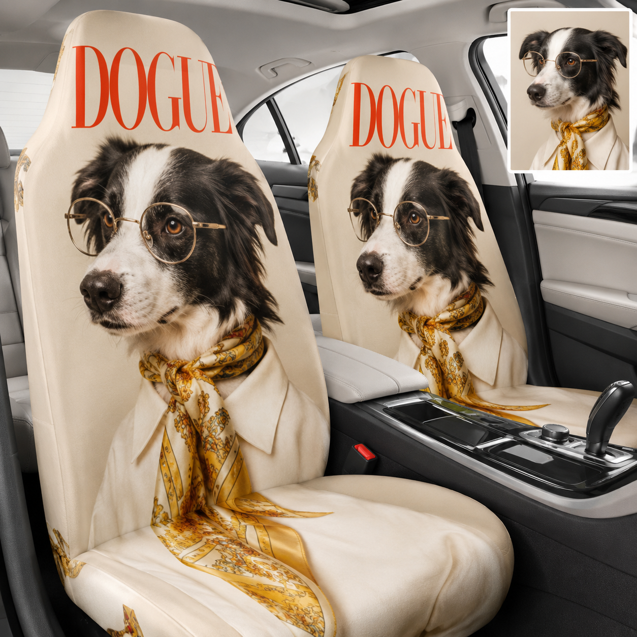 Custom Dog Portrait Car Seat Cover, Personalized Pet Photo Seat Protector, Cute Dog Lover Gift THUC99