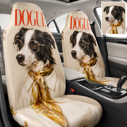 Custom Dog Portrait Car Seat Cover, Personalized Pet Photo Seat Protector, Cute Dog Lover Gift THUC99