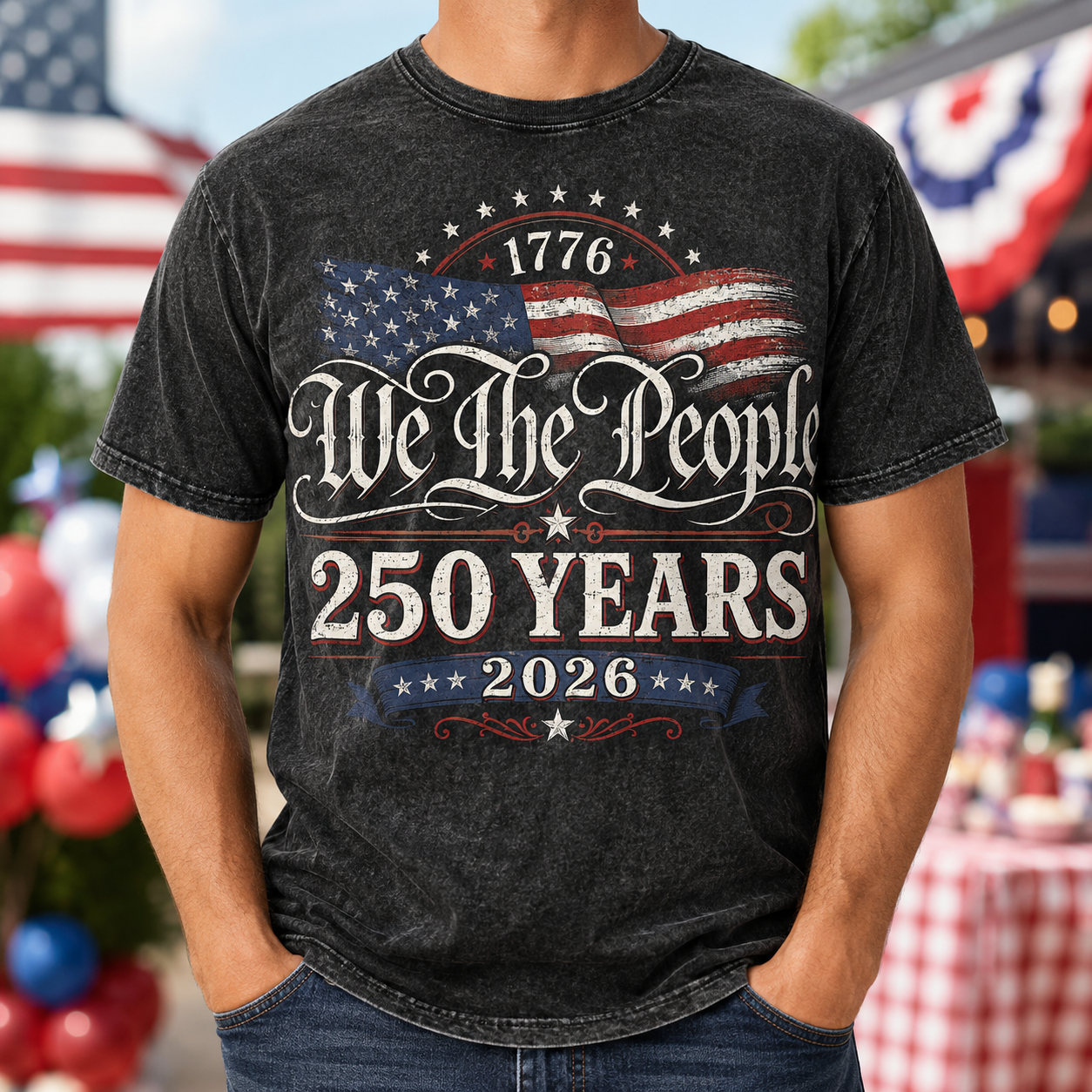 USA America 250 Years T-Shirt Patriotic Independence Day Tee THUC99