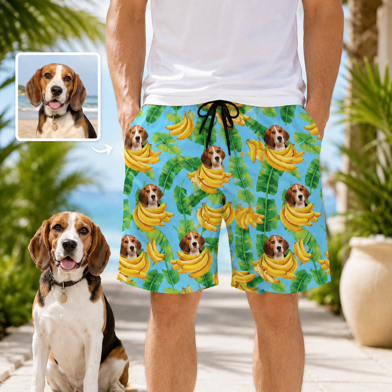 Personalized Dog Face Summer Shorts Custom Photo Beachwear for Vacation THUC99
