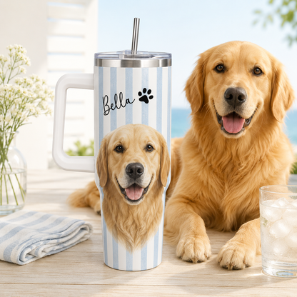 Personalized Dog Picture 40oz Tumbler – Custom Pet Photo Gift for Dog Mom and Dog Dad THUC99