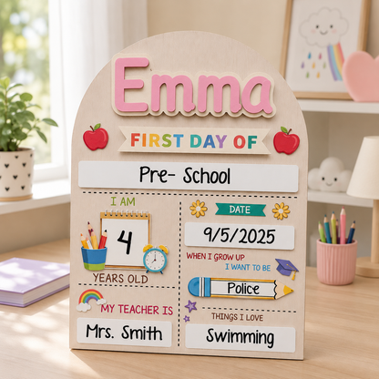 Custom Name Last Day of School Sign, Personalized School Milestone Board THUC99
