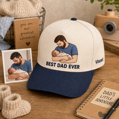 Custom Photo Dad Embroidered Hat, Personalized Cap, Custom Portrait Dad Hat, Father’s Day Gift THUC99