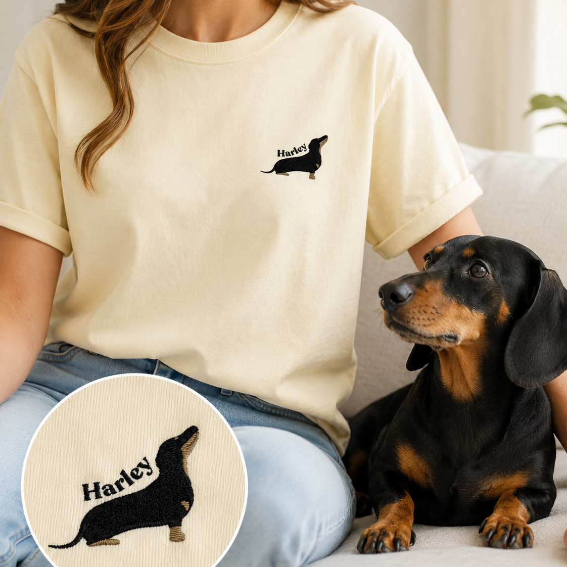 Personalized Dog Portrait T-Shirt, Custom Pet Embroidered Shirt, Cute Dog Lover Gift THUC99