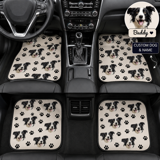 Personalized Dog Photo Car Floor Mats Set, Custom Pet Auto Floor Mat, Unique Car Decor Gift THUC99