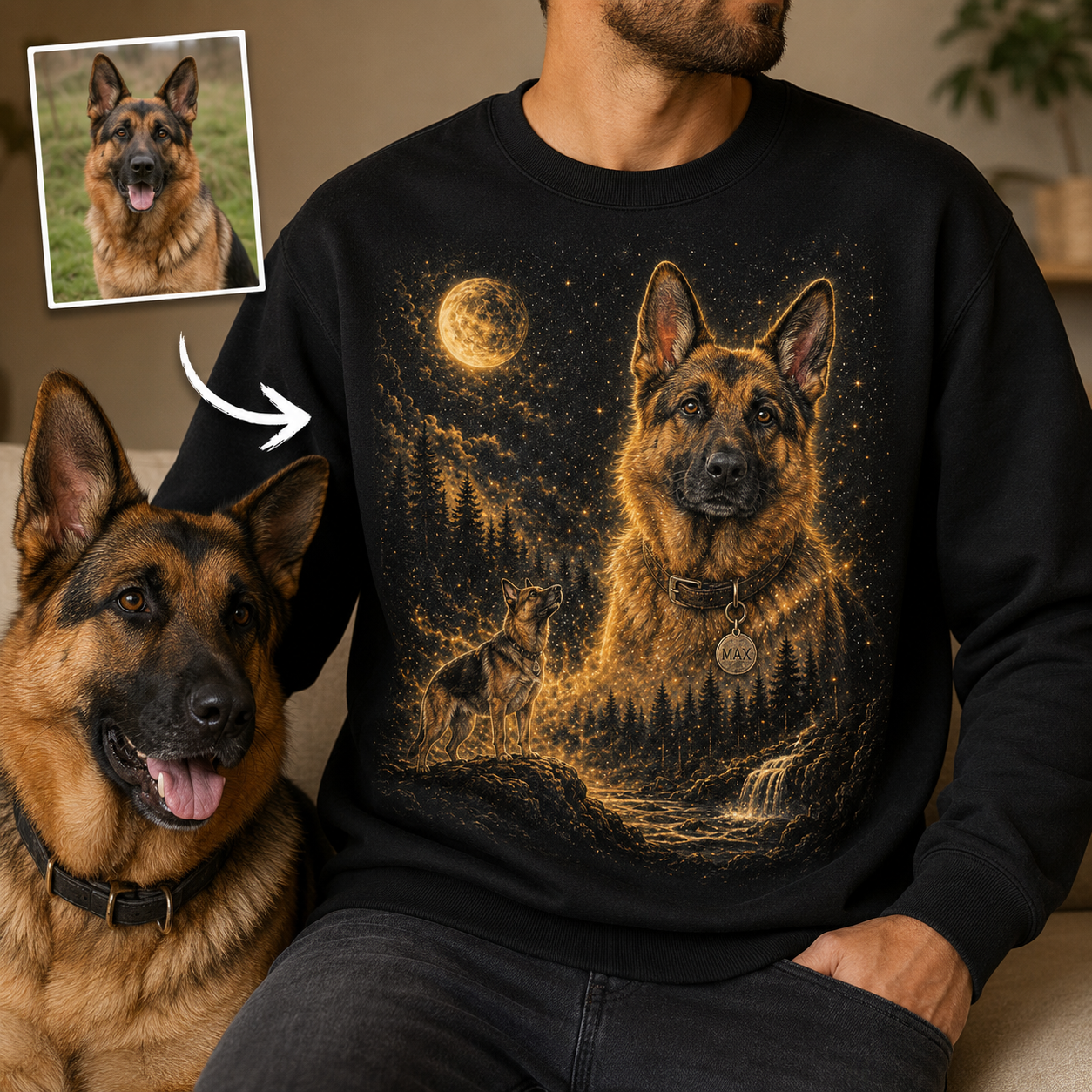 Custom Dog Dad Sweatshirt Personalized Dog Picture Hoodie Gift for Pet Loving Dad THUC99