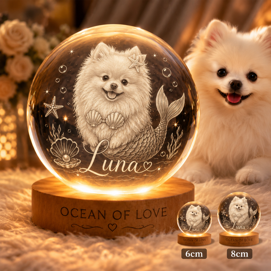 Personalized Dog Memorial Crystal Lamp, Custom Pet Photo Ball Night Light, Loss of Dog Gift THUC99