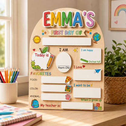 Personalized Back to School Photo Prop, Custom Acrylic Wood School Sign THUC99