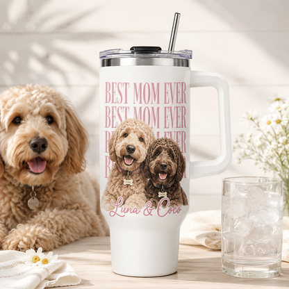 Personalized Dog Dad 40oz Tumbler – Custom Pet Photo Travel Cup for Men and Pet Owners THUC99