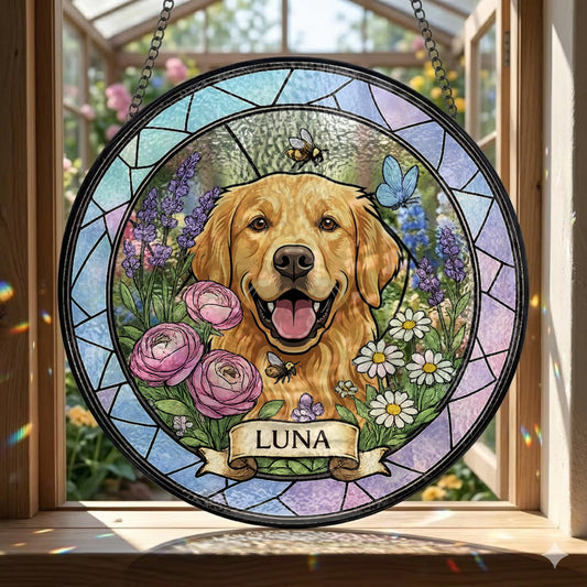 Custom Photo Dog Lover Glass Suncatcher Gift – Personalized Pet Cat Lover Gift (THUC99)