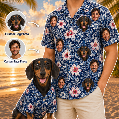 Custom Pet Hawaiian Shirt, Personalized Dog Photo Aloha Shirt, Tropical Vacation THUC99