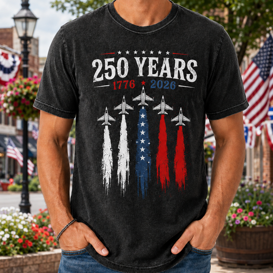 America 250 Years Freedom T-Shirt Unisex Patriotic Wash Shirt THUC99