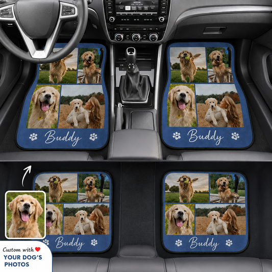 Custom Pet Portrait Car Floor Mats 4-Piece Set, Personalized Dog Lover Auto Accessories THUC99