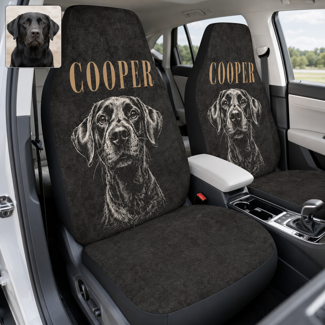 Custom Dog Portrait Car Seat Cover, Personalized Pet Photo Seat Protector, Cute Dog Lover Gift THUC99