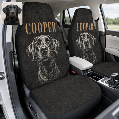 Custom Dog Portrait Car Seat Cover, Personalized Pet Photo Seat Protector, Cute Dog Lover Gift THUC99