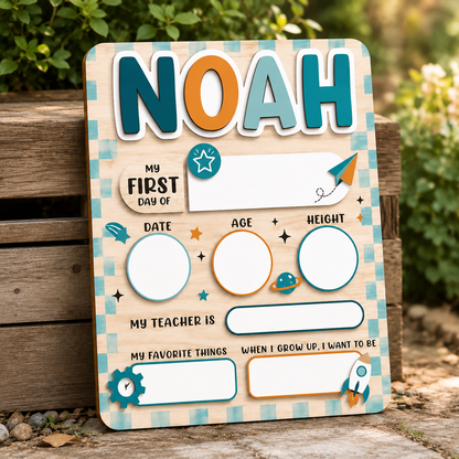 Custom Acrylic Wood School Board, Kids Back to School Keepsake For Kids THUC99