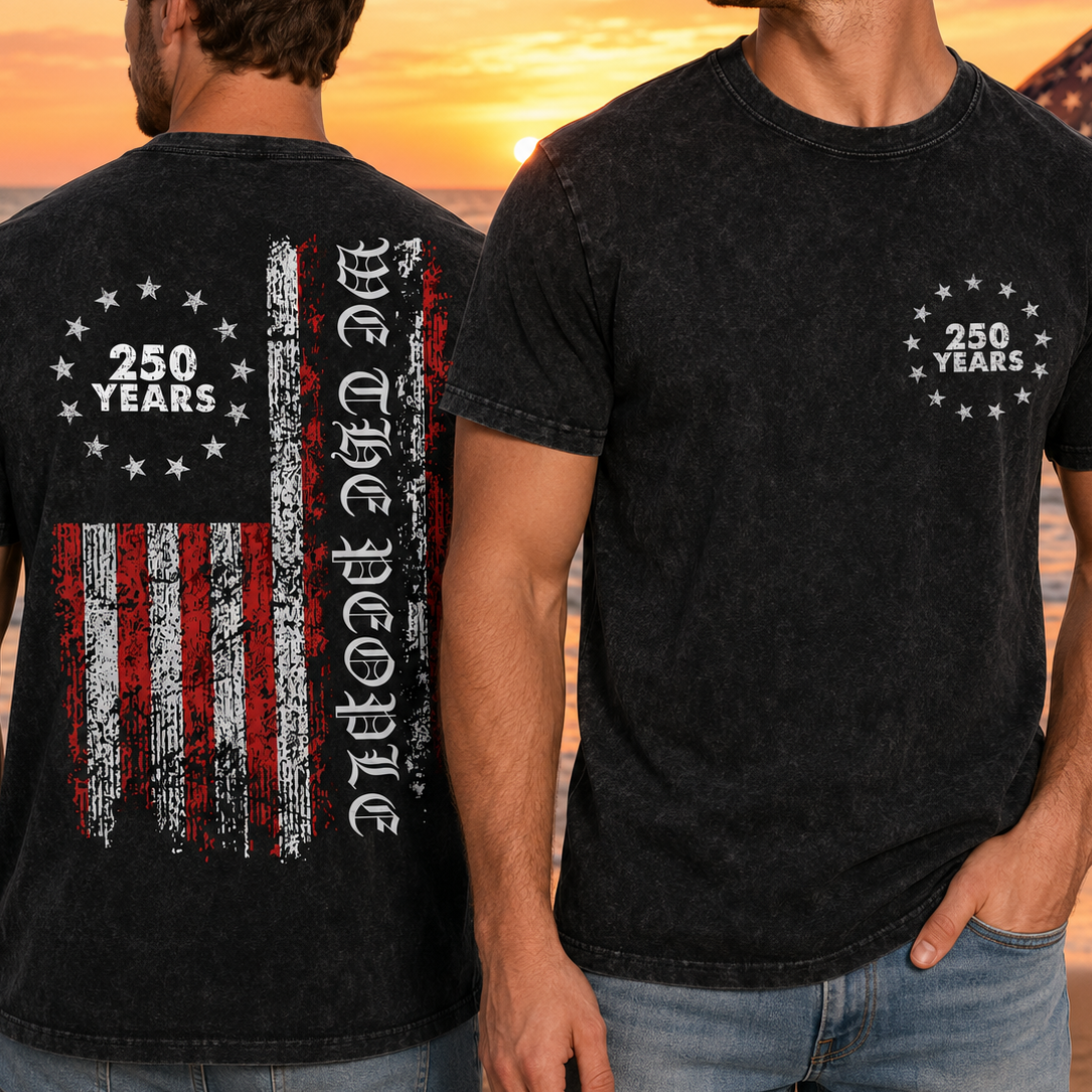 Patriotic USA Freedom Wash T-Shirt, America 250 Years Anniversary Tee THUC99