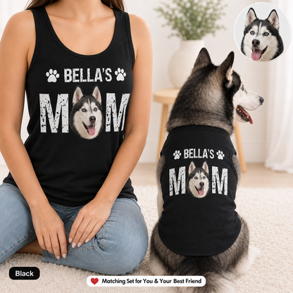 Personalized Women’s Tank Top with Dog Photo, Matching Pet Tank Top Summer Set THUC99