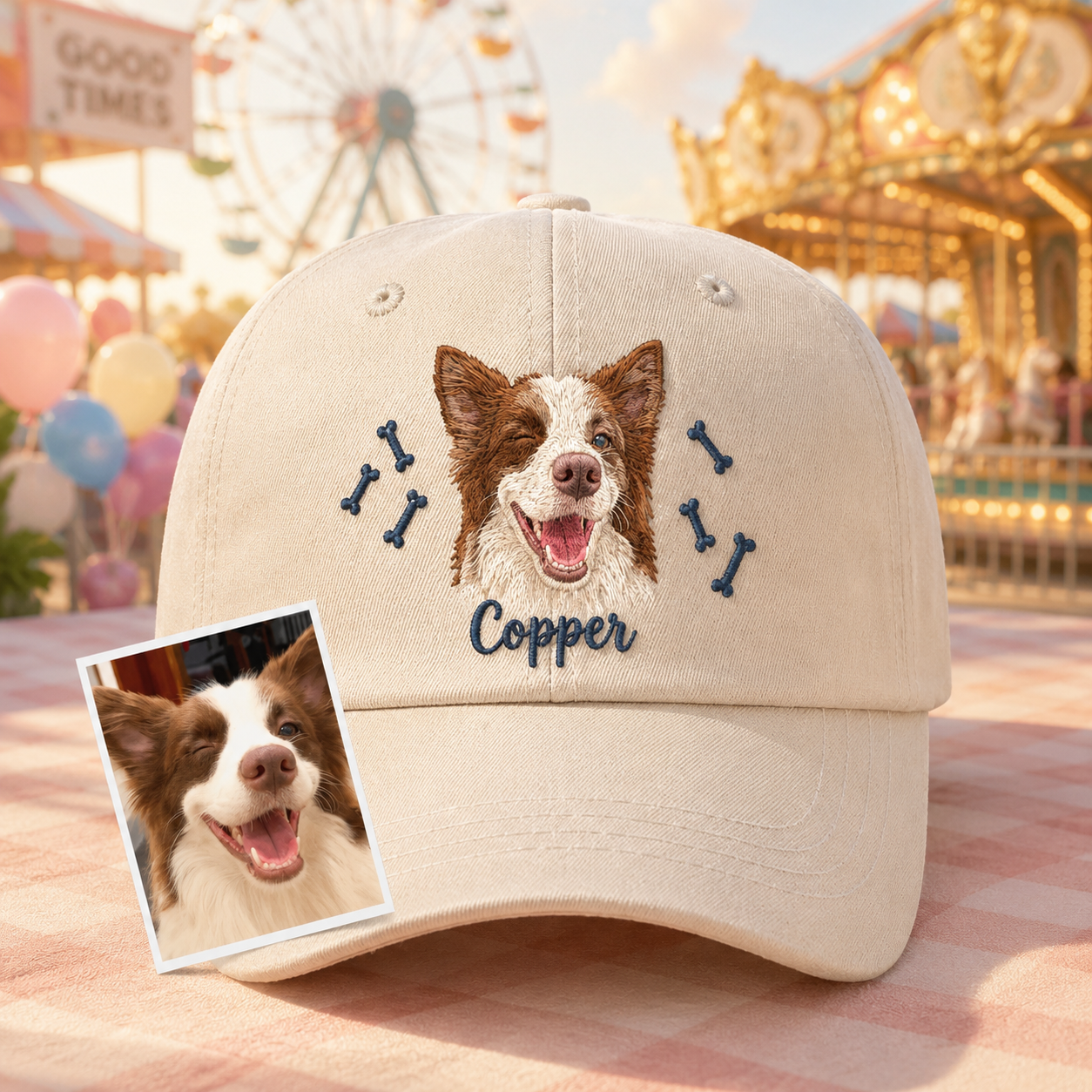 Custom Dog Dad Hat, Embroidered Dog Face Cap, Personalized Pet Memorial Gift THUC99