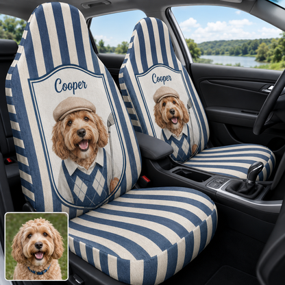 Custom Photo Dog Car Seat Cover, Personalized Pet Face Seat Protector, Dog Lover Auto Gift THUC99
