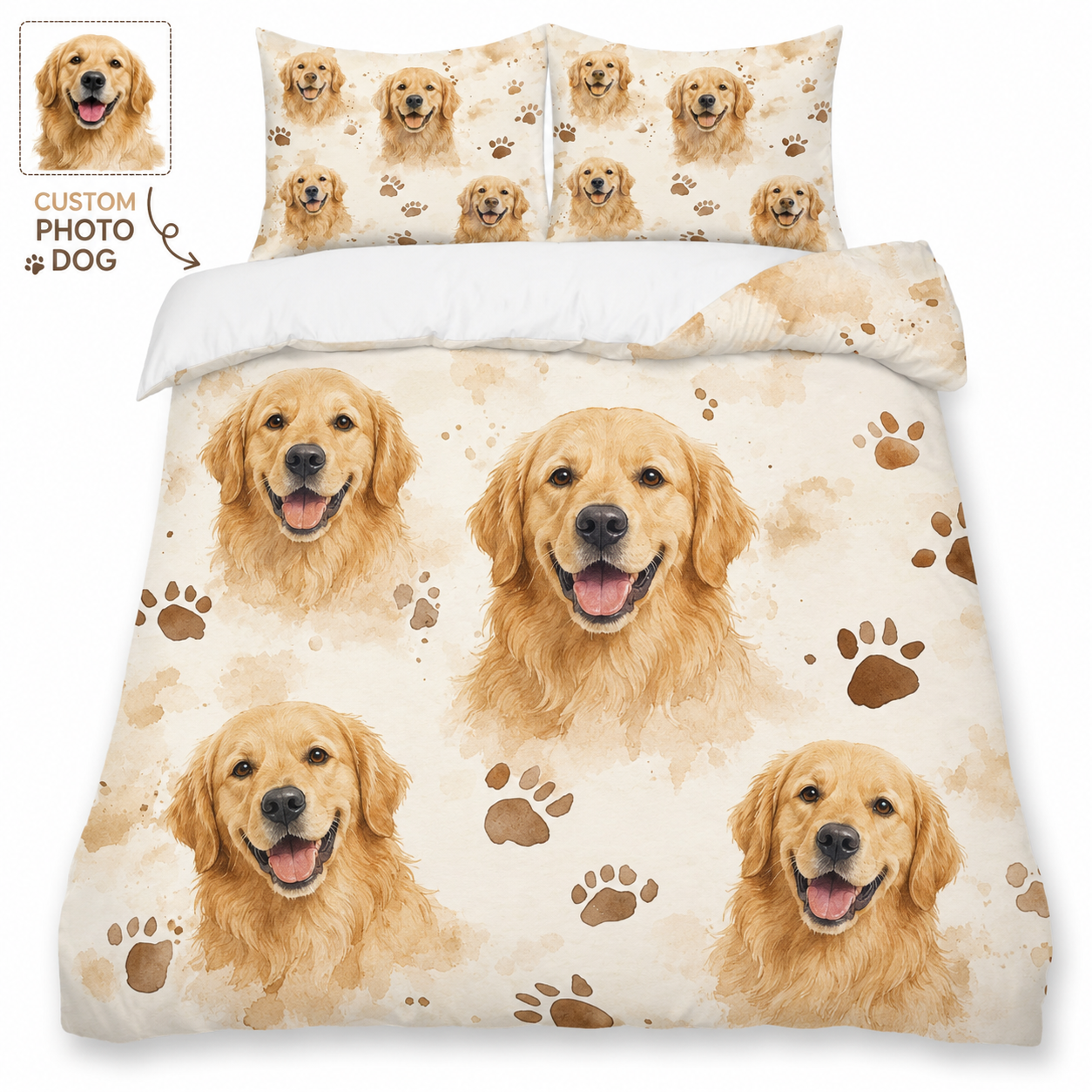 Custom Dog Photo Bedroom Set, Personalized Pet Bedding Gift For Family THUC99