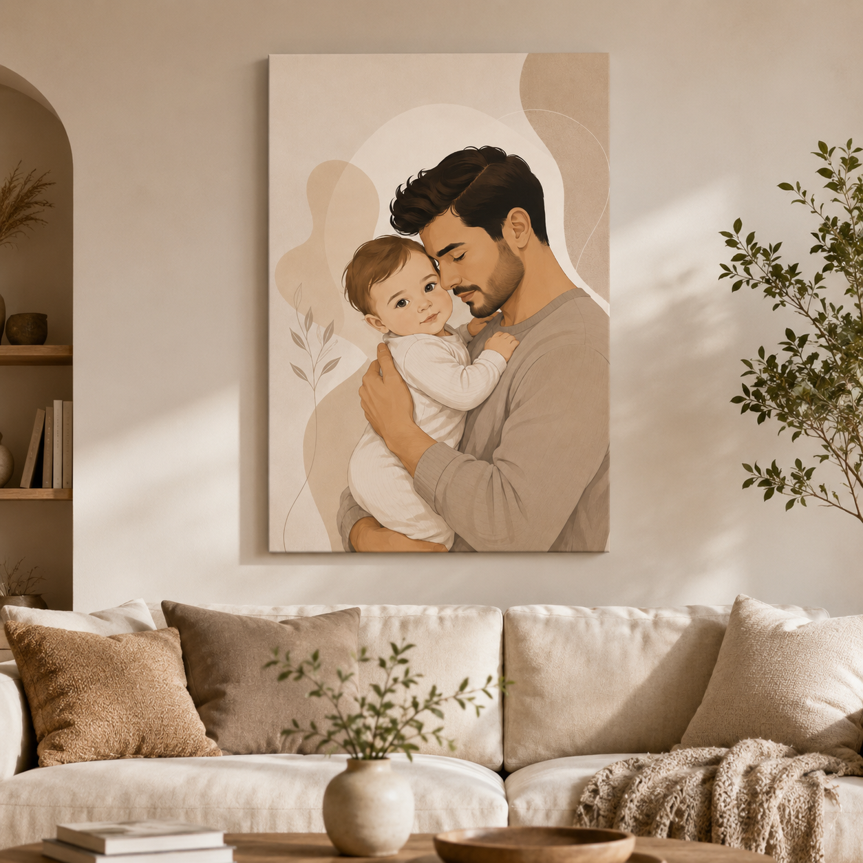 Custom Photo Dad's Baby Canvas Wall Art - Custom Gift For Dad TOM99