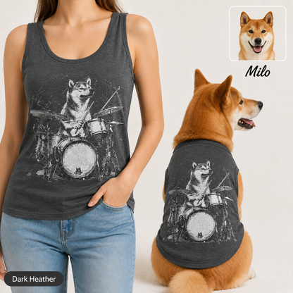 Custom Women’s and Dog Tank Top Set, Personalized Pet Photo Matching Outfit THUC99