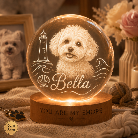 Custom Dog Crystal Lamp, Personalized Pet Photo Night Light, Memorial Dog Remembrance Gift THUC99