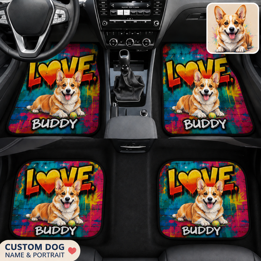 Custom Dog Face Auto Floor Mats, Personalized Football Pet Car Accessories Gift THUC99