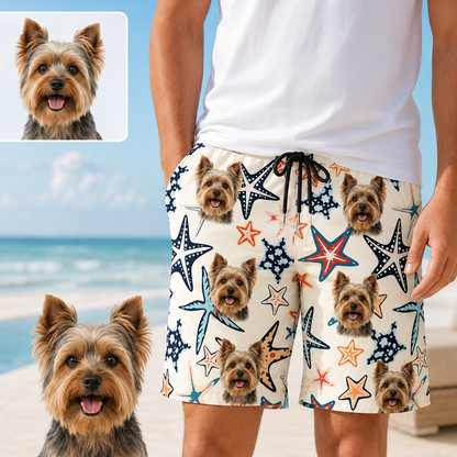 Personalized Custom Dog Picture Beach Shorts Summer Swim Trunks for Men THUC99