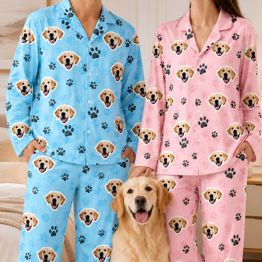 Personalized Dog Face Pajamas Set for Dog Mom and Dog Dad, Custom Pet Photo Sleepwear THUC99 (Copy)