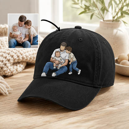 Custom Photo Dad Embroidered Hat, Personalized Cap, Custom Portrait Dad Hat, Father’s Day Gift THUC99