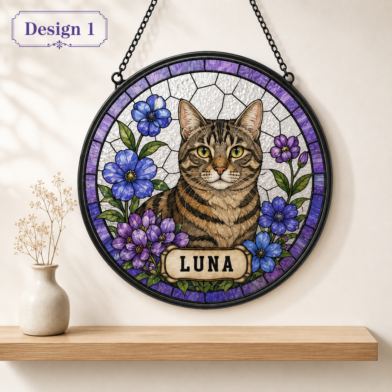 Custom Photo Cat Glass Suncatcher Ornament – Personalized Cat Portrait Decor THUC99