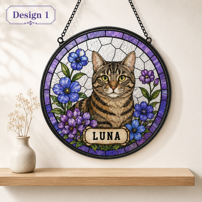 Custom Photo Cat Glass Suncatcher Ornament – Personalized Cat Portrait Decor THUC99