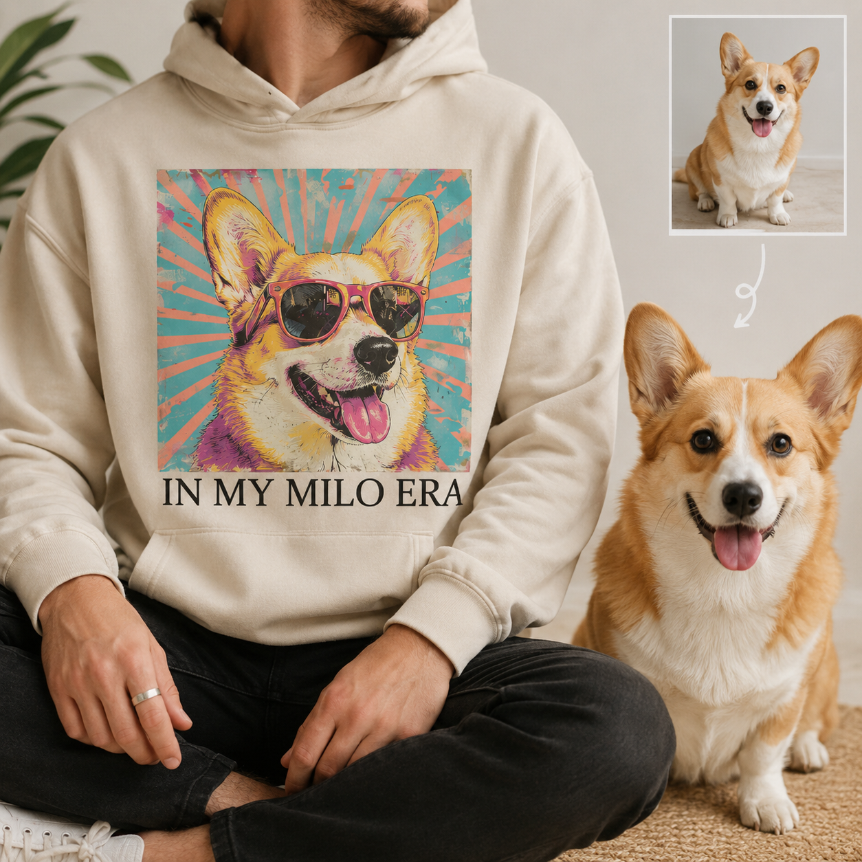Custom Dog Face Sweatshirt Personalized Puppy Photo Hoodie Funny Gift for Pet Lovers THUC99
