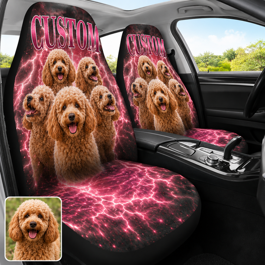 Personalized Dog Face Car Seat Cover, Custom Pet Photo Auto Seat Protector, Dog Dad Gift THUC99
