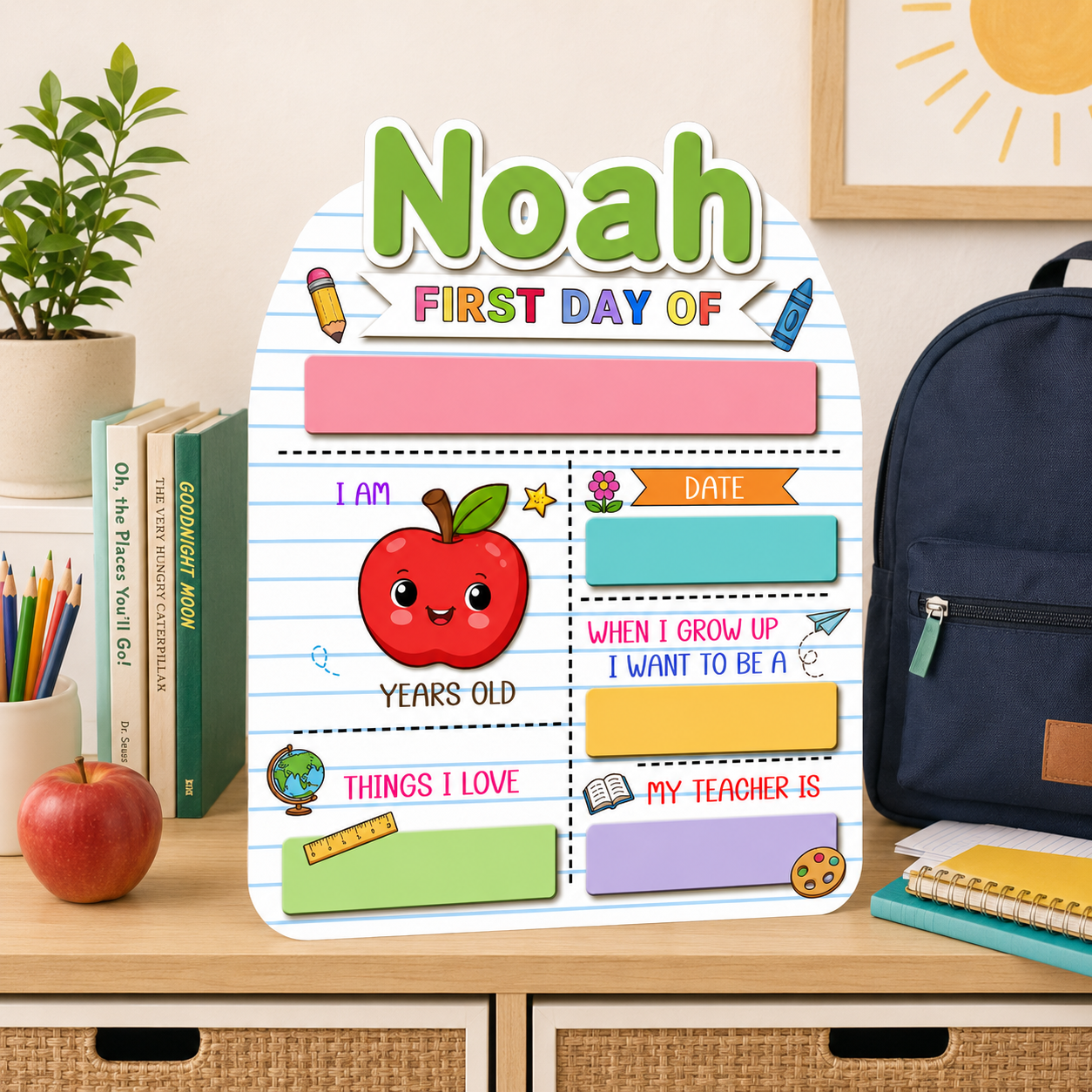 Personalized First Day of School Photo Sign, Custom Kids Board Gift For Kids THUC99
