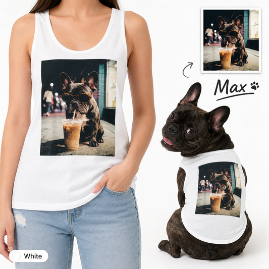 Custom Photo Dog Tank Top Matching Pet Set, Personalized Women’s Tank Top and Pet Tank Top Outfit THUC99