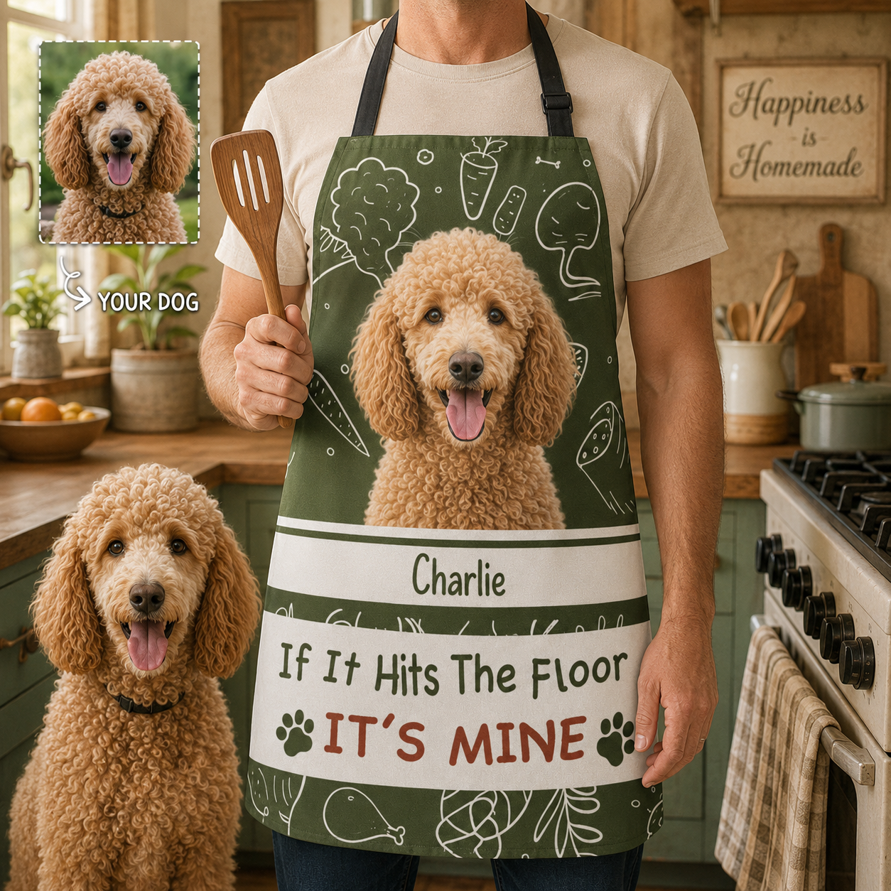 Custom Dog Face Apron Personalized Photo Apron, Funny Pet Lover Kitchen Gift for Dog Mom and Dog Dad THUC99