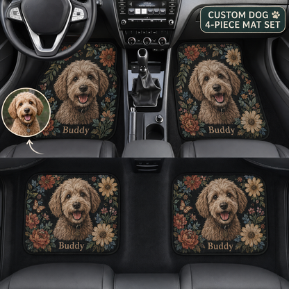 Personalized Dog Car Floor Mats 4-Piece Set, Custom Pet Photo Auto Mat, Dog Lover Gift THUC99