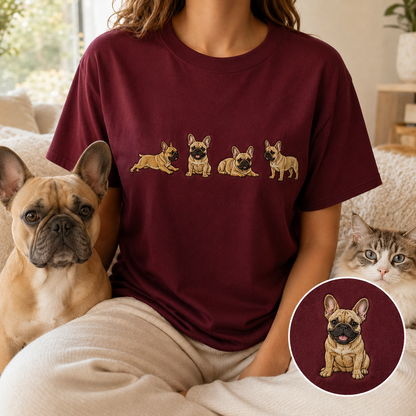 Custom Dog Embroidered Unisex Shirt, Personalized Pet Photo Tee, Dog Mom Dad Gift THUC99