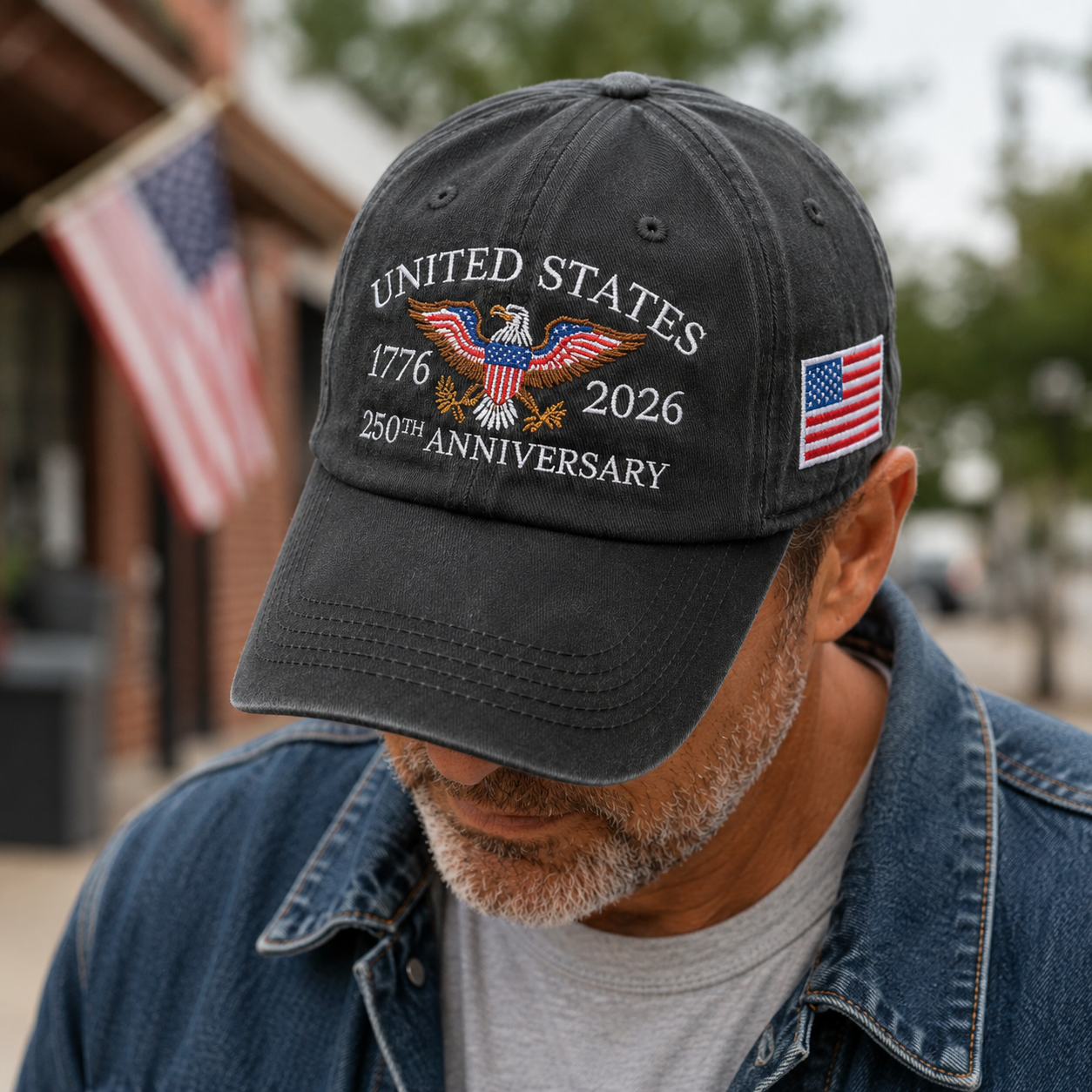 USA 250th Anniversary Commemorative Embroidered Hat American Heritage Vintage Cap THUC99