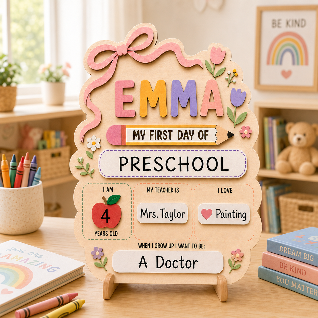 Custom Kids School Milestone Sign, First and Last Day Photo Board Gift For Boy And Girl THUC99