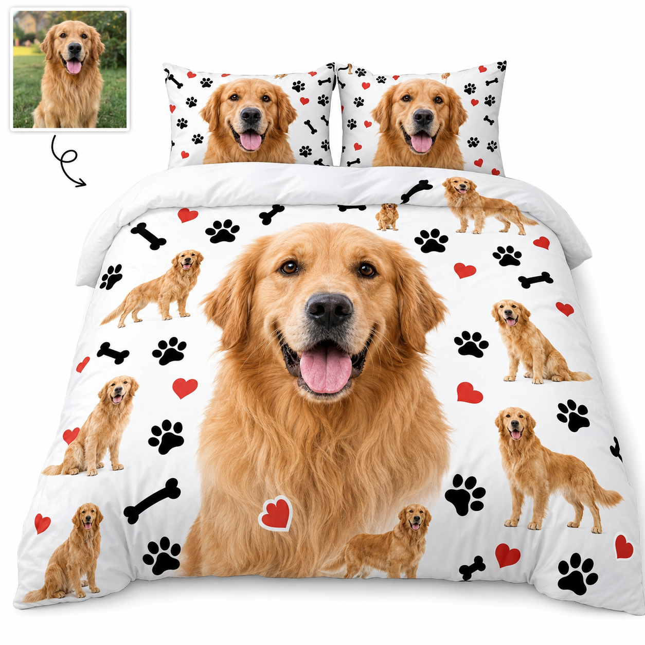Custom Pet Face Bedding Set, Personalized Dog Lover Bedroom Decor THUC99