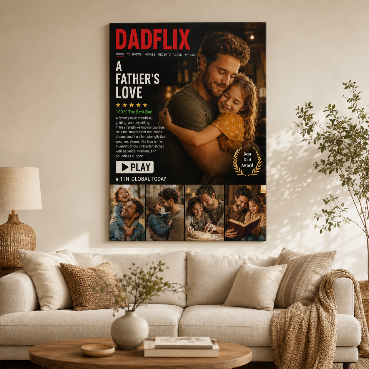 Custom Photo DADFLIX Canvas Wall Art - Custom Gift For Dad TOM99