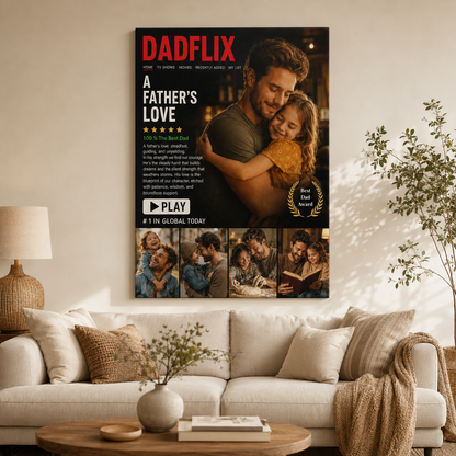 Custom Photo DADFLIX Canvas Wall Art - Custom Gift For Dad TOM99