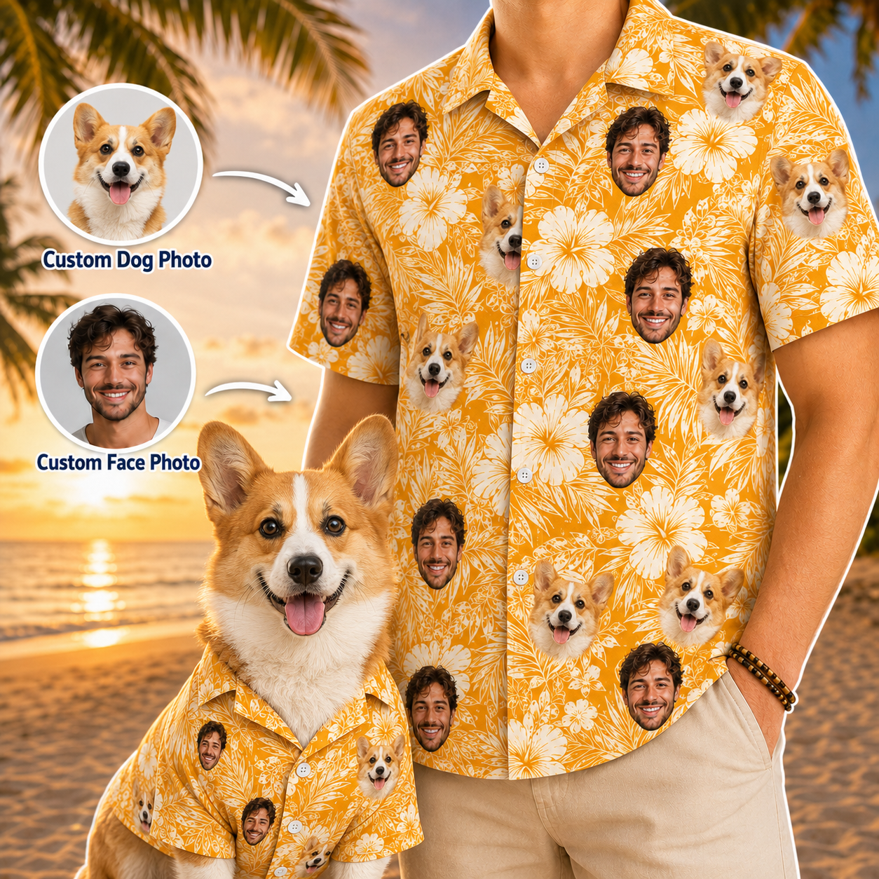 Custom Photo Hawaiian Shirt For Dog Lovers, Personalized Pet Beach Shirt, Tropical Gift For Dog Parents THUC99