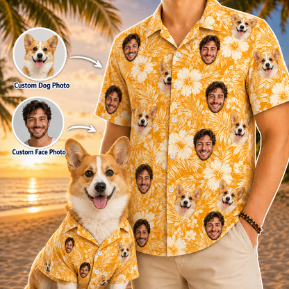 Custom Photo Hawaiian Shirt For Dog Lovers, Personalized Pet Beach Shirt, Tropical Gift For Dog Parents THUC99