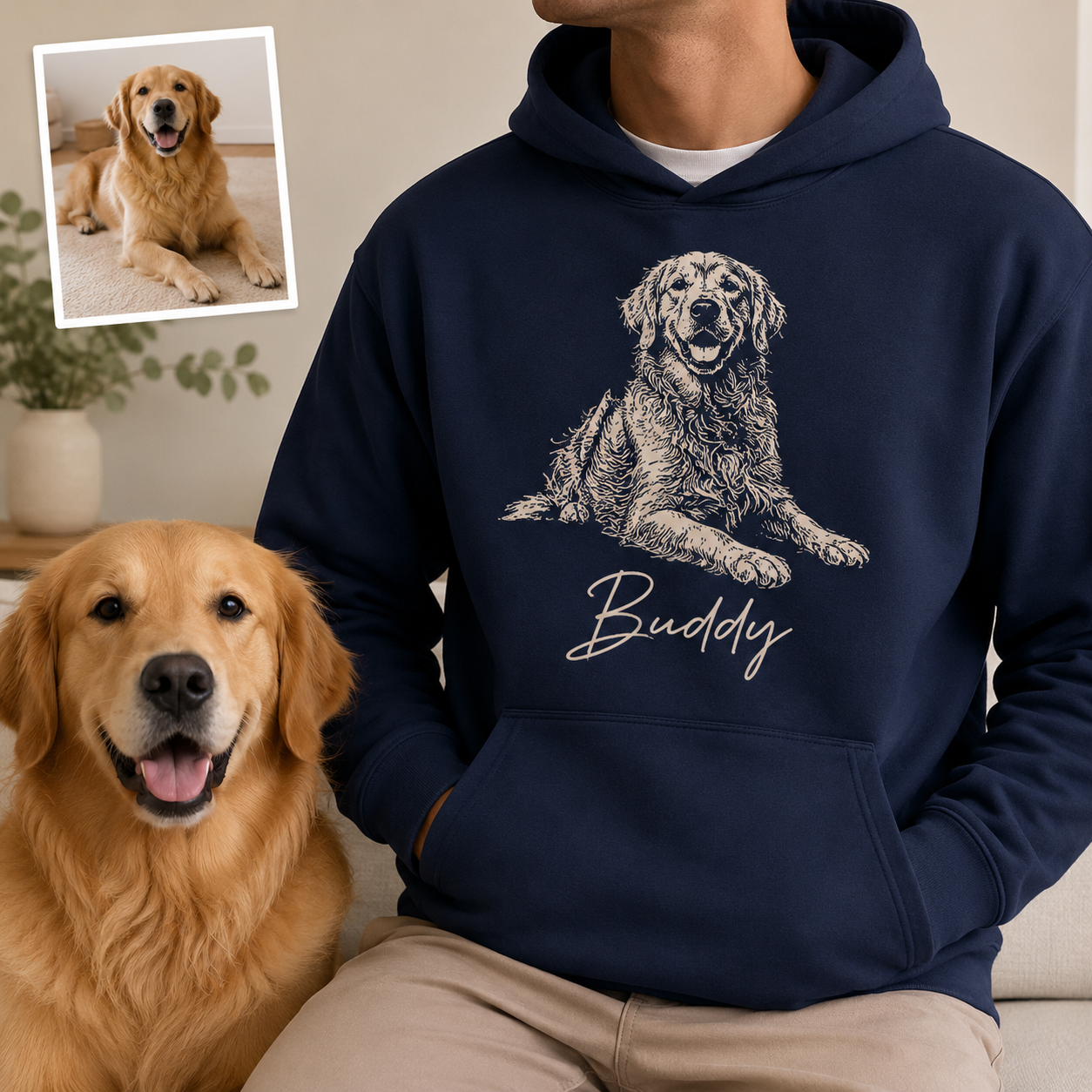 Custom Dog Face Sweatshirt Personalized Puppy Photo Hoodie Funny Gift for Pet Lovers THUC99