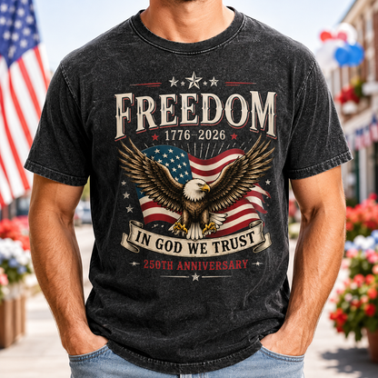 America 250th Anniversary T-Shirt Vintage Patriotic Wash T-shirt THUC99